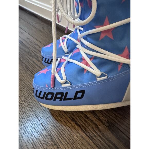 Moon Boot Icon Retrobiker Pink Blue Stars Snow Boots US Sz 5/6 NEW $300 MSRP - Picture 11 of 16